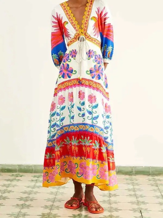 FARM Rio Dresses & Skirts - Farm Rio 🌴🌺 Vivid Garden Maxi Dress with V-Neck